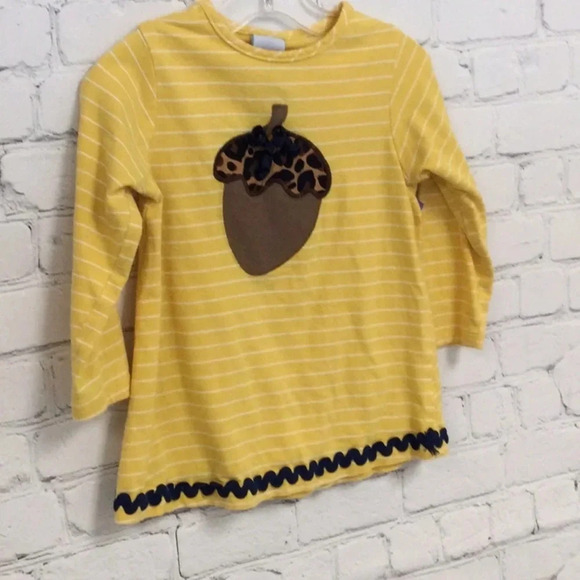 Bailey Boys Yello Stripe Acorn Long Sleeve Dress size 2T - Picture 2 of 7